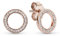 PANDORA Funkelnder Kreis Ohrstecker mit 14 Karat rosévergoldete Metalllegierung und Cubic Zirkonia Steinen aus der PANDORA Signature Collection