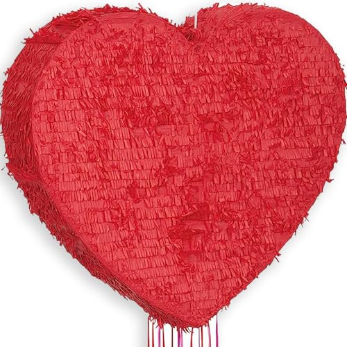 Unique 65998 Cuore Rosso Pinata-Tirare la Corda, Paper, Red