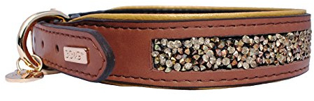 DO&G Precious Stones Dog Collar, Large, Brown Gold | Decorative Stone Detail, Adjustable Fit, Durable Buckle, Comfortable for Daily Wear, Suitable for Everyday Use