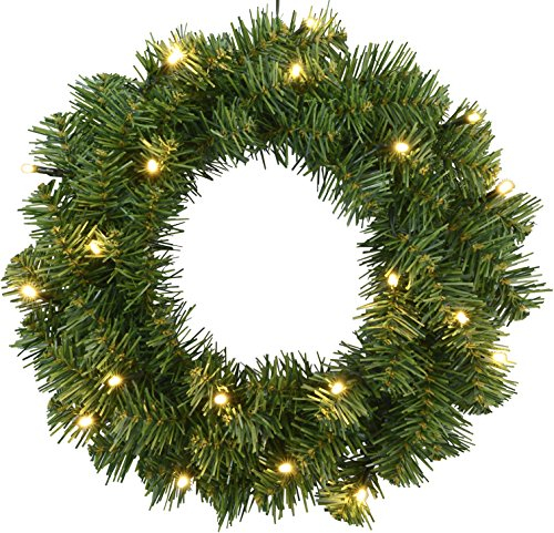 Star 612-08, LED-Tannenkranz Alaska, 20 warmwhite LED, Plastik, Grün, 0.8 x 3.8 x 3.8 cm
