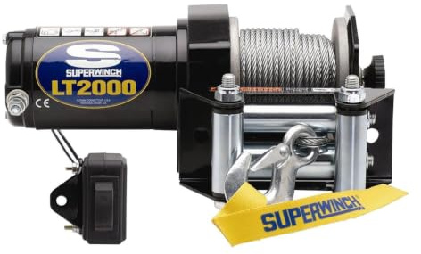 Superwinch 1120210 LT2000 ATV Treuil 12 VDC, 2000 lb/907kg, Guidon Interrupteur, Rouleau Chaumard (ACCASTILLAGE), Bloc poulie, d-Shackle