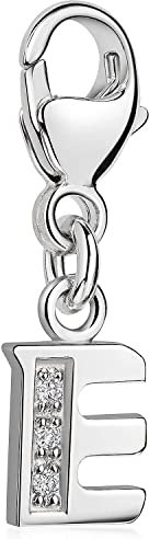 Materia Buchstabe E Anhänger Silber 925 mit 3 Zirkonia - Alphabet Charms C55