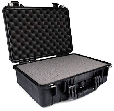 PELI 1500 Wasserdichter Koffer, IP67 Rated, 19L Volumen, Mit Schaumstoffeinlage (Anpassbar), Schwarz