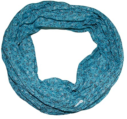 ACC Blumen Damen Loop Schal aus Seide & Baumwolle/Seidenschal (Blümchen sky blue)