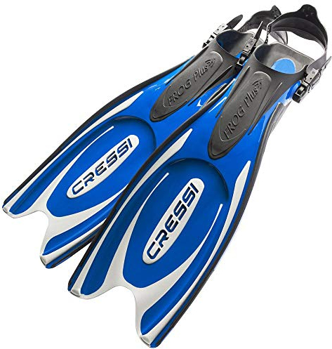 Cressi Frog Plus Fins - Aletas de Buceo Unisex Adultos, Azul/Plata, L-XL