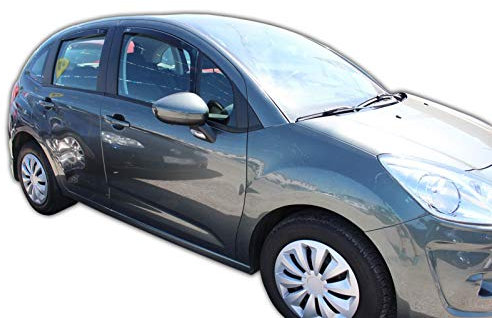 J&J AUTOMOTIVE | Windabweiser Passend Für C3 2009-2016, Heko Regenabweiser, Getönt, Set 4-Teilig, Vorne und Hinten, Aerodynamisch