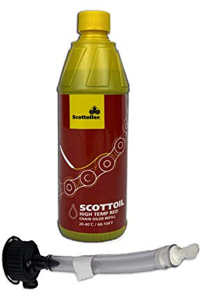 Scottoiler - Scottoil - Huile pour chaîne, lubrification moto, 500ml Rouge avec tube de remplissage