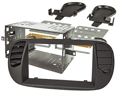 tomzz Audio 2414-069 Doppel DIN Radioblende Set kompatibel mit FIAT 500 Bj.2008-2015 schwarz Soft Touch mit beweglichen Lüftungsgittern Einbaukit