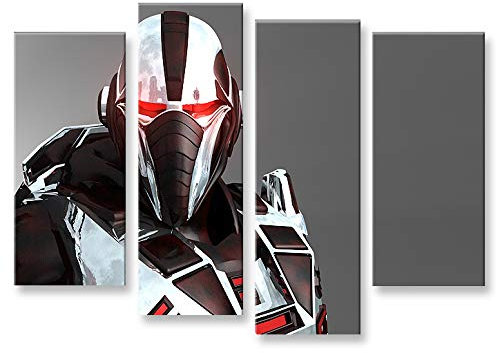 islandburner Bild Bilder auf Leinwand Cyborg Roboter Sci-Fi 4er XXL Poster Leinwandbild Wandbild Dekoartikel Wohnzimmer Marke