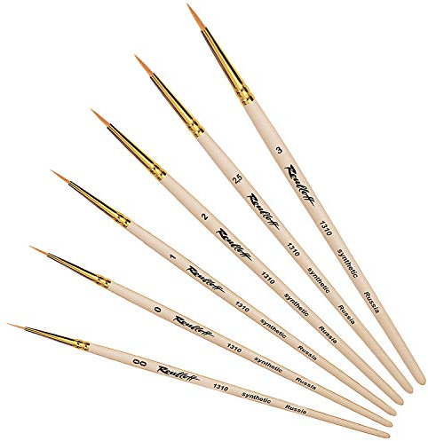 Set Pinceau Fin Professionnel Poil Synthétique - 6 x Pinceaux Fins de Martre de Marque Roubloff - Tailles : 00 / 0 / 1 / 2 / 2,5 / 3