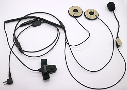 HKSUNKIN Open/Half Face Motorcycle Bike Helmet Earpiece Headset Mic Microphone For Motorola Two Way Radio Walkie Talkie 2pin CP100, CP125, CP150, CP200, CP250, CP300