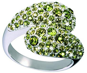 Glamour World Ring 925 Sterlingsilber mit Swarovski-Kristallen olive