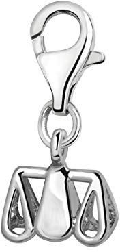 Quiges Charms Anhänger 3D Waage Sternzeichen Horoskop Versilbert Damen Schmuck für Bettelarmband
