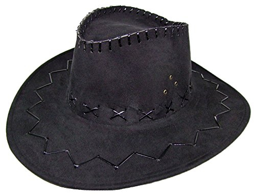 Das Kostümland Cowboyhut Westernhut in Lederoptik - Schwarz