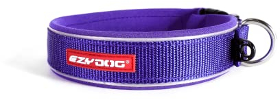 EzyDog Classic Neo Hundehalsband, reflektierend, Größe XL, mit Schnellverschluss-Schnalle, für kleine, mittelgroße und große Hunde, höchster Komfort mit weichem und starkem Nylon-Gurtband, Violett