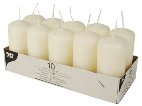 10 Stumpenkerzen Ø 40 mm · 90 mm Creme Blockkerzen, Brenndauer: ca. 9 Stunden