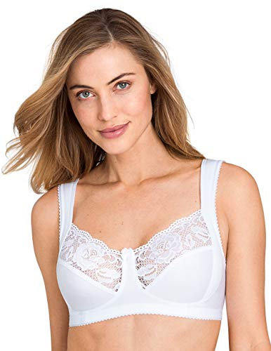 Miss Mary of Sweden Lovely Lace Womens Non-Wired Full Cup Cotton Bra 38DD White