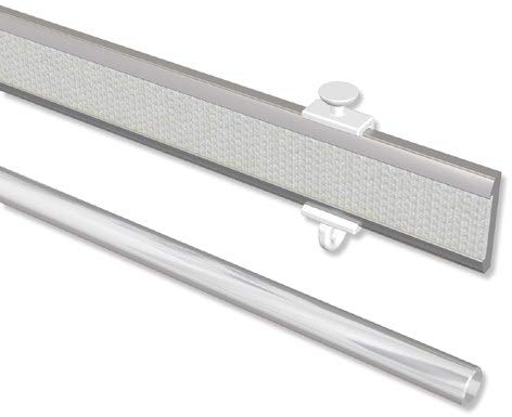 Interdeco Paneelwagen Silbergrau 100 cm aus Aluminium mit Klettband kürzbar für Gardinenschienen, Typ 1620701