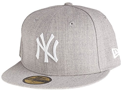 New Era MLB Basic 59Fiftys Cap NY Yankees Heather Grey White, Size:7 1/4