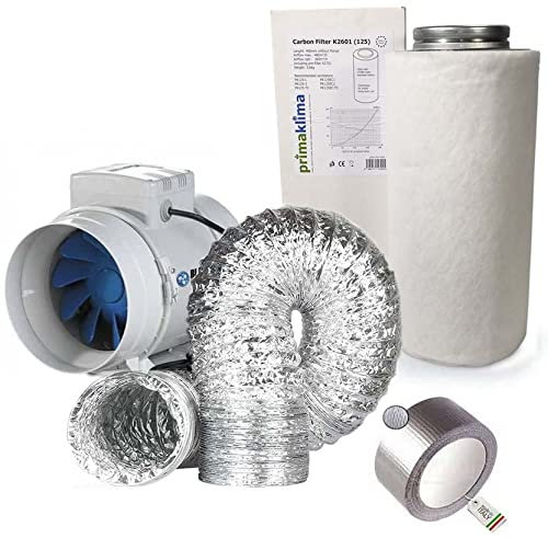 Eco Kit PRIMA KLIMA Aspirazione Aria Bi-Turbo con Filtro Carbone 10CM - Portata 187 m3/h