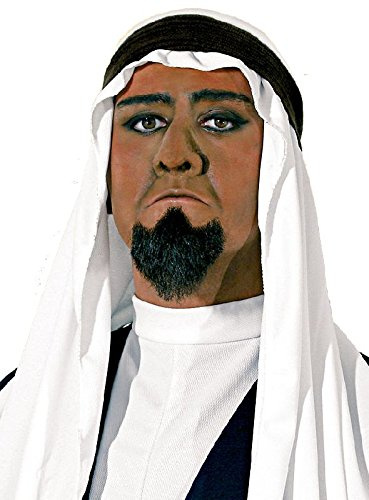 Maskworld Scheich Bart - Professionelle Bartkombination - Arabischer Kinnbart aus Echthaar - weiß - Verkleidung Kostüm-Accessoire Karneval Fasching (inkl. Hautkleber)