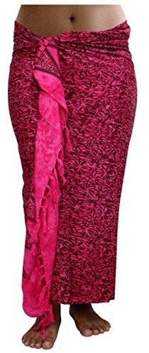 Wogeka Sarong – Blickdichtes luftiges Strandtuch in Rot Pink für Damen & Herren als Pareo Wickelrock Cover Up Strandkleid Loop Wrap für den Strand 09