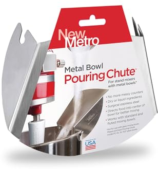 New Metro Design Universal Pouring Chute for Use with Stand Mixers with Metal Bowls, Stainless Steel