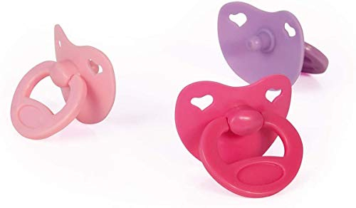 Bayer Design 79104AA Schnuller-Set für Puppen, Schnuller für Puppen, Puppenschnuller, Puppenzubehör, Rosa, Lila, Pink
