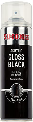 Simoniz Gloss Black Spray Paint, Easy To Use Black Aerosol Spray Paint For Wood, Metal & Plastic,Perfect Car Paint For Bodywork, Wheels, Around The Home, Fast Drying & Durable Paint,Gloss Black,500ml