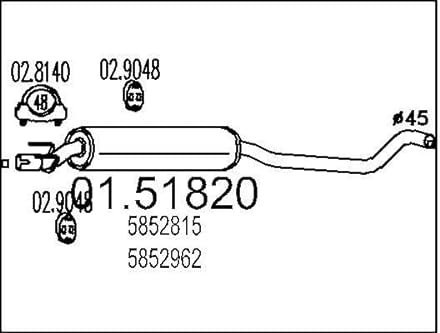 MTS 01.51820 Mittelschalldämpfer Mitteltopf 1530mm 6,43kg