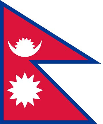 magFlags Flagge: XL Nepal mit rechtem Rand Seitenverhältnis 3 4 | Querformat Fahne | 2.16m² | 140x160cm » Fahne 100% Made in Germany