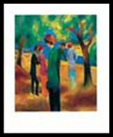 August Macke Frau in grüner Jacke Poster Kunstdruck Bild im Alu Rahmen in schwarz 80x60cm