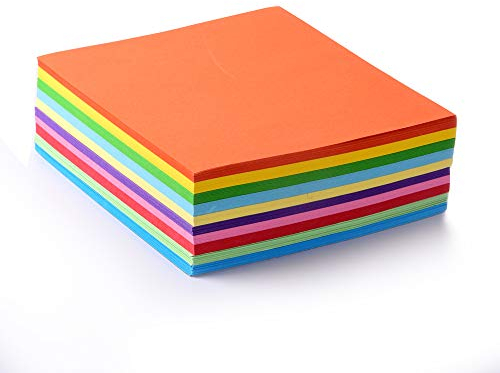 ewtshop® Faltpapier, 500 Blatt 15 x 15 cm, 70 g/qm 10 Farben - Bunte hochwertige Faltblätter für Origami und Bastelprojekte