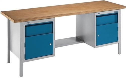 Promat Werkbank BT 495 B2000xT700xH840mm grau/anthrazit Schubladen 2x150mm Tür 2x350mm 1 Boden