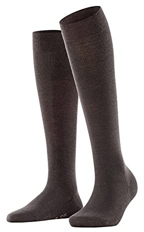FALKE Damen Kniestrümpfe Softmerino W Kh Wolle Baumwolle lang einfarbig 1 Paar, Braun Dark Brown 5239, 39-40