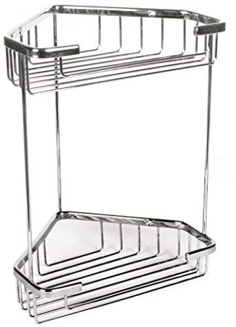 Tatay 6606100 Panier d'angle 2 hauteurs, De la Collection Krom, en Acier Inoxydable, Couleur Chromé, Mesures 17,5x17,5x26,5 cm