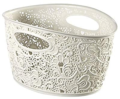 Formschöner Korb creme oval Dekokorb Spitzenkorb Curver Dekorationsmotiv