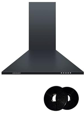 Cookology CH600BK/A Energy A Rated 60cm Chimney Cooker Hood with CF150 Filters - in Black