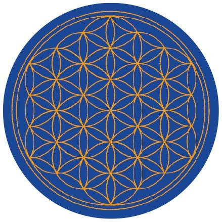 AufkleberBlume des Lebens Komplementärfarben, blau-orange 9,5cm
