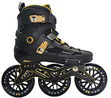 Epic Skates Engage Inlineskates, 3 Räder, 125 mm, Schwarz/Gold, Erwachsene 12