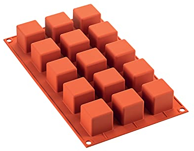 silikomart SF105 Backform Form-Cube Ziegelrot 33X35 H 35 MM, Silicone, Terracotta, 29.5 x 17.5 x 1.5 cm