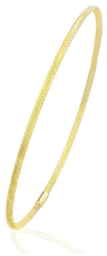 Citerna Women's 9 ct Yellow Gold Diamond Cut Textured Bangle of 6.5 cm Diameter