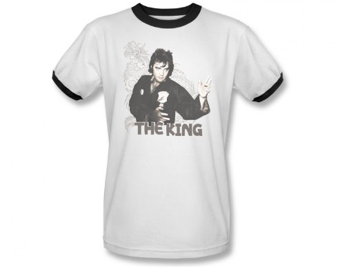 Elvis Presley - Männer Kämpfen König Ringer T-Shirt in weiÃŸ/schwarz, XX-Large, White/Black