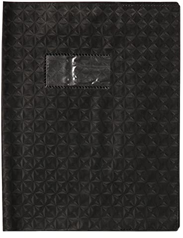 Clairefontaine 72017C - Heftumschlag / Heftschoner / Hefthülle Calligraphe mit Feinkörnung Diamantmotiven, 17x22 cm, Etikettenhalter, aus PVC blickdicht und strapazierfähig, Schwarz, 1 Stück