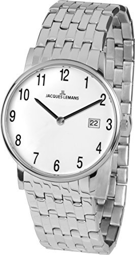 Jacques Lemans Unisex Analog Quarz Uhr mit Edelstahl Armband 1-1848F