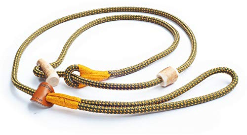 Retriever-Leine/Moxonleine Elegant-Style | handgefertigte Hundeleine aus Tau mit Halsbandfunktion & Horn-Stopper | 6mm – besonders leicht & handlich | Training, Alltag & Spaziergang