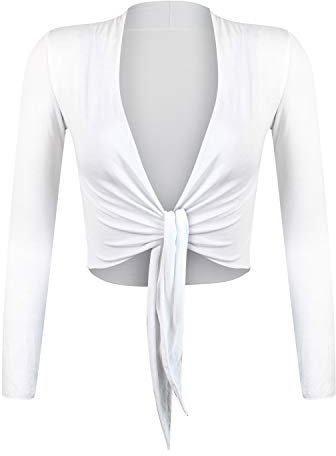 Glamexx24 Mesdames manches longues élégant boléro haussement cardigan, Blanc, taille- S/M