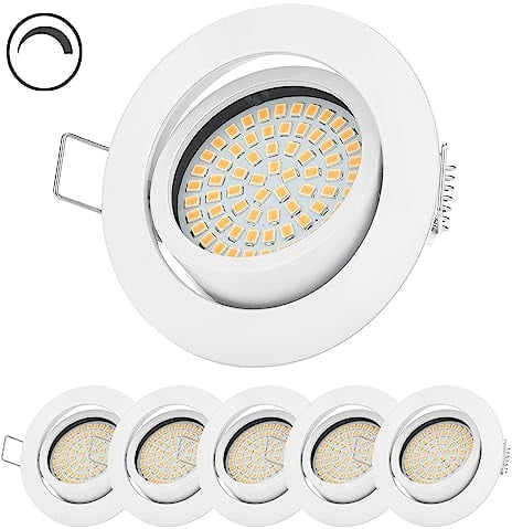 6x LED Einbaustrahler 230V Flach Dimmbar – Spots Deckenleuchte Schwenkbar 3000K Warmweiß – Deckenstrahler für Küche & Wohnzimmer