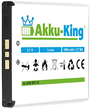 Akku-King Akku kompatibel mit Sony-Ericsson BST-33 Li-Ion 1000mAh - für K800i, K530i, K550i, K630i, K660i, K800i, K810i, P990i, W850i