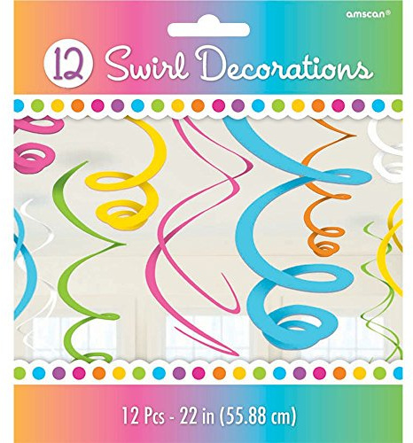 Multi-Colours Plastic Swirls Decorations 55cm /12